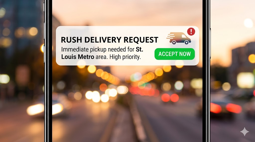 Rush delivery request notification